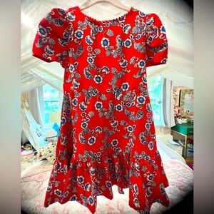 Janie & Jack red dress with blue and white flowers